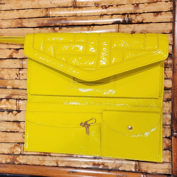 HOBO International Neon Yellow Leather Wristlet Clutch - Picture 5 of 5